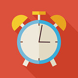 Flat Alarm Clock Illustration with long Shadow