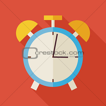 Flat Alarm Clock Illustration with long Shadow