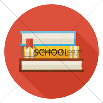 Flat Back to School Books with Bookmark Circle Icon with Long Sh