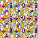 Flat Beige Halloween Party Seamless Pattern