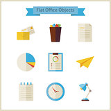 Flat Business and Office Objects Set