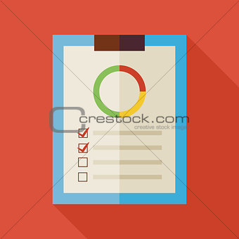Flat Business Office Clipboard Illustration with long Shadow