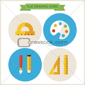 Flat Drawing Website Icons Set