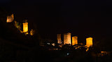 old illuminated towers - Mestia