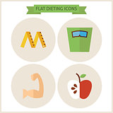 Flat Fitness Dieting Website Icons Set