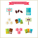 Flat Flower Agriculture Objects Set