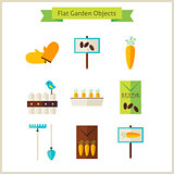 Flat Garden Objects Set
