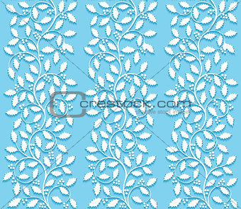 Seamless floral pattern with holly. Vector illustration.