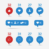 Social icons, like, love, people, message