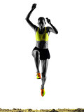 woman long jump isolated silhouette
