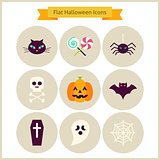 Flat Halloween Icons Set
