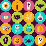 Flat Halloween Party Trick or Treat Seamless Pattern with Colorf