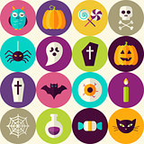 Flat Halloween Trick or Treat Seamless Pattern with Colorful Cir