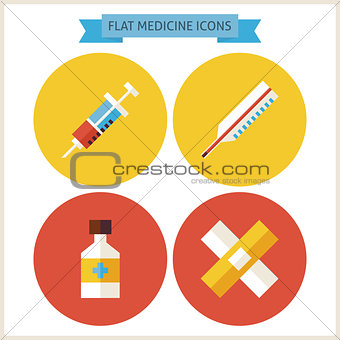 Flat Medicine Website Icons Set