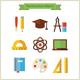 Flat School and Education Objects Set