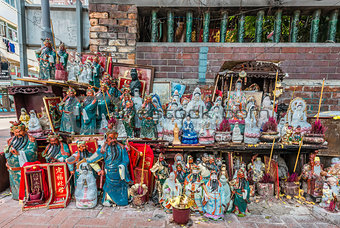 statues shrine Tin Hau Temple Kowloon Hong Kong