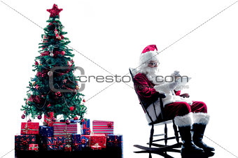 santa claus digital Tablets silhouette isolated