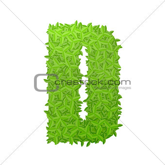 Uppecase letter D consisting of green leaves