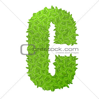 Uppecase letter C consisting of green leaves