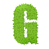 Uppecase letter G consisting of green leaves