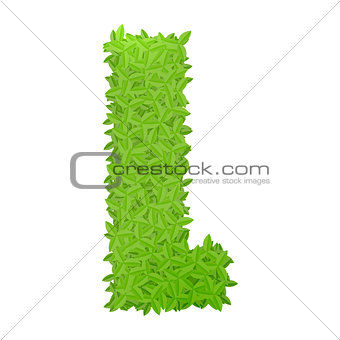 Uppecase letter L consisting of green leaves