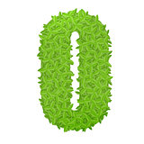 Uppecase letter O consisting of green leaves
