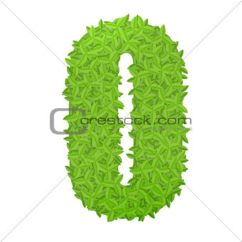 Uppecase letter O consisting of green leaves