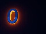 Illuminated fiery light blue figure. Orange glow. Blue shiny digits. A separate letter. Raster illustration.