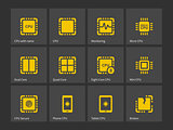 Modern computer processor icons.