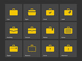Case icons. Traveling bags and luggage.