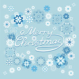 Merry Christmas card with snowflakes.