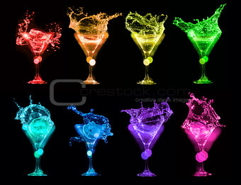 colorful cocktails in glasses