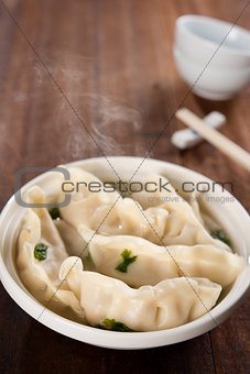 Delicious Asian meal dumplings soup 