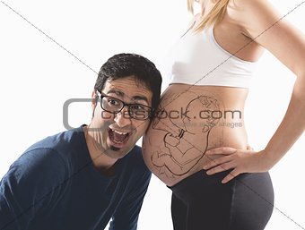 Amazed father feels the child
