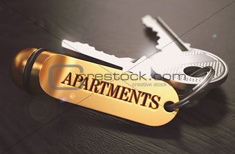 Keys with Word Apartments on Golden Label.