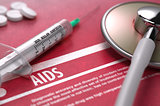 AIDS. Medical Concept on Red Background.