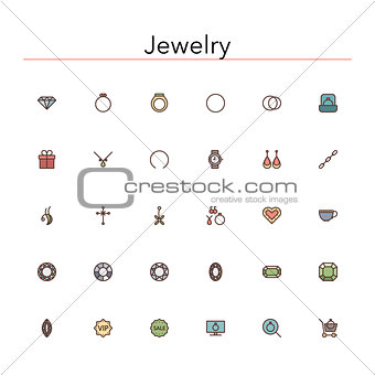 Jewelry Colored Line Icons