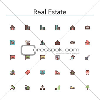Real Estate Colored Line Icons