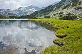 Reflection of Banderishki chukar peak in Muratovo lake, Pirin Mountain