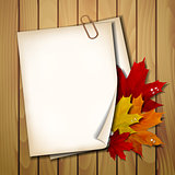 Paper sheet with autumn leaves