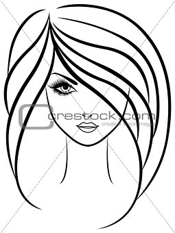 Abstract outline portrait of beautiful girl