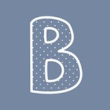 B vector alphabet letter with white polka dots on blue background
