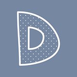D vector alphabet letter with white polka dots on blue background