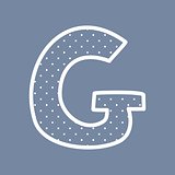 G vector alphabet letter with white polka dots on blue background