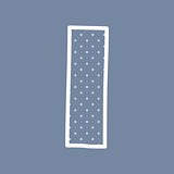 I vector alphabet letter with white polka dots on blue background