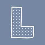 L vector alphabet letter with white polka dots on blue background