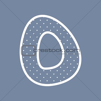 O vector alphabet letter with white polka dots on blue background