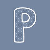 P vector alphabet letter with white polka dots on blue background
