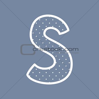 S vector alphabet letter with white polka dots on blue background