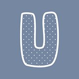 U vector alphabet letter with white polka dots on blue background